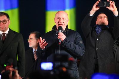 Demo Anl?sslich des dritten Jahrestages des Beginns des Krieges von Russland gegen die Ukraine-stock-photo