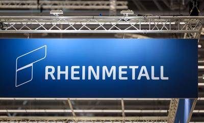 Rheinmetall, Messestand, XPONENTIAL Europe 2025, D?sseldorf, Nordrhein-Westfalen, Deutschland-stock-foto