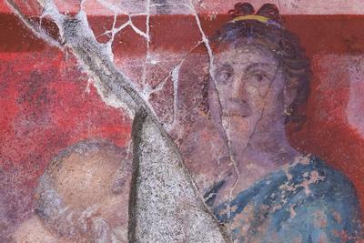 pompeii, a frescoed room with initiation into the mysteries and procession of dionysus emerges-stock-foto