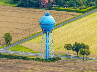 Luftbild, uftbild, Blauer Wasserturm, Ahlen, Ruhrgebiet, Nordrhein-Westfalen, Deutschland !ACHTUNGxMINDESTHONORARx60xEUR-stock-foto