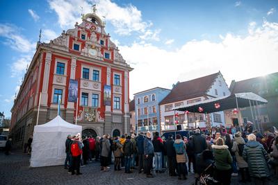 Rathaussturm der Gothaer Narren-stock-foto