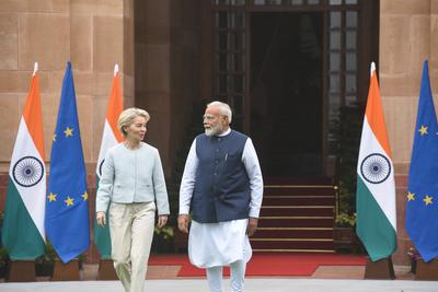 Narendra Modi meets Ursula von der Leyen-stock-foto