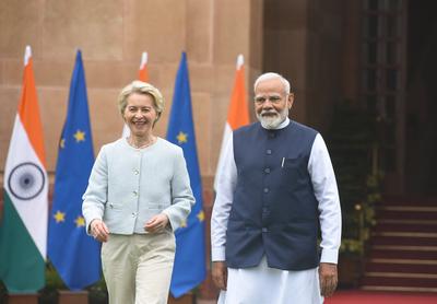 Narendra Modi meets Ursula von der Leyen-stock-foto