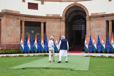 Narendra Modi meets Ursula von der Leyen-stock-foto