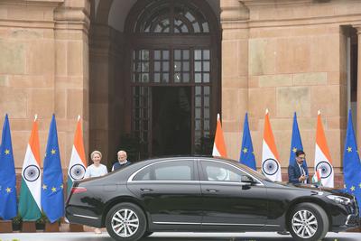 Narendra Modi meets Ursula von der Leyen-stock-foto