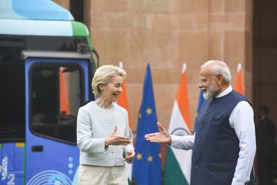 Narendra Modi meets Ursula von der Leyen-stock-photo