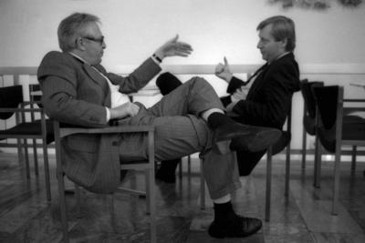 Bernhard Vogel (li., BRD/CDU/Ministerpr?sident Rheinland Pfalz) und Eberhard Diepgen (BRD/CDU/B?rgermeister Berlin) in-stock-foto