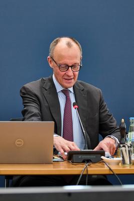 Berlin, Deutschland, 03.03.2025: Konrad-Adenauer-Haus: CDU-Gremiensitzung: Friedrich Merz *** Berlin, Germany, 03 03 202-stock-foto
