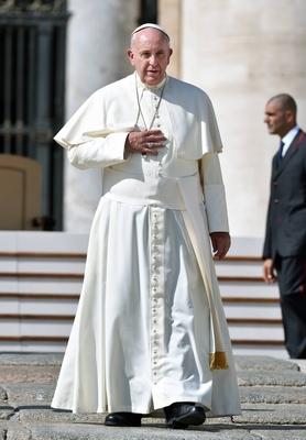 Rom Generalaudienz Papst Franziskus I Rom Vatikan 01 10 2014 Papst Franziskus I bei der w?chentl-stock-foto