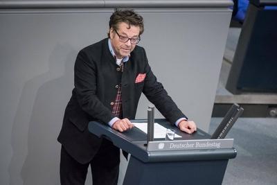 Berlin, Plenarsitzung im Bundestag Deutschland, Berlin - 31.01.2020: Im Bild ist Diether Dehm (Die Linke) w?hrend der S-stock-foto