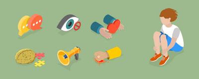 3D Isometrische flache konzeptionelle Illustration von Autismus, psychische Gesundheit St?rung<br>3D Isometric Flat Conceptual Illustration of Autism , Mental Health Disorder-stock-foto