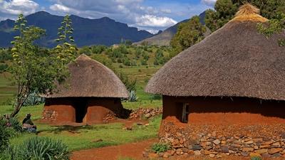 Suedafrika Afrika Huetten am Katse Staudamm McPWLF McPWLF-stock-foto