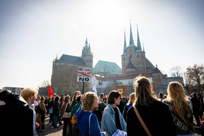 FEMINISTISCHER KAMPFTAG IN ERFURT-stock-foto