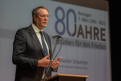 Gedenkveranstaltung Br?cke von Remagen - 07.03.2025-stock-photo