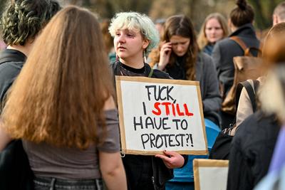 Demonstration Internationaler Frauentag in Linz-stock-photo