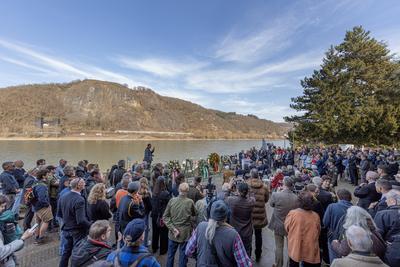 Gedenkveranstaltung Br?cke von Remagen - 07.03.2025-stock-photo