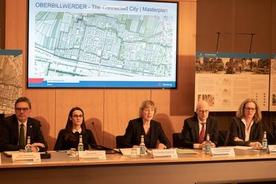 The Connected City Masterplan zum Hamburger Neubaugebiet Oberbillwerder Landespressekonferenz L-stock-foto