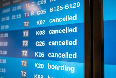 Munich, Bavaria, Germany - February 26, 2025: Munich Airport ahead of the announced Verdi 48-hour warning strike from mi-stock-foto