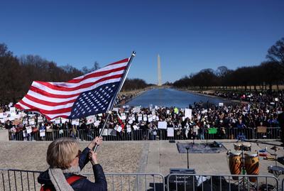 Demonstrators take part at the Stand Up for Science rally in Washington, District of Columbia, USA.-stock-foto