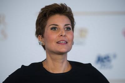 Vanessa BLUMHAGEN Moderatorin Roter Teppich Red Carpet Show Verleihung des Deutschen Radiopreis-stock-photo