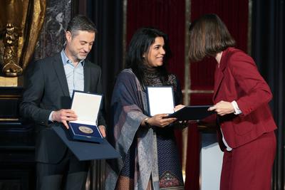 Buber-Rosenzweig-Medaille an Ehepaar Mendel/Cheema verliehen-stock-foto