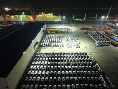 Lianyungang Port Vehicles Export-stock-foto
