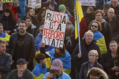 Stand with Ukraine - Demonstration in Berlin-stock-foto
