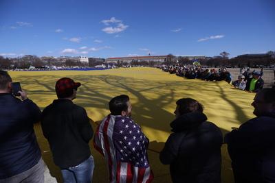 Protest in support of Ukraine in Washington, USA-stock-photo