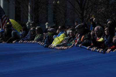Protest in support of Ukraine in Washington, USA-stock-photo