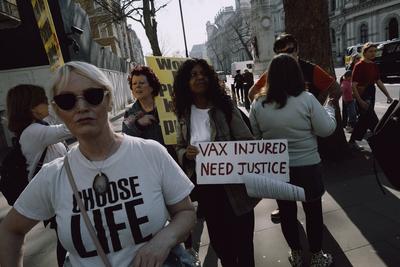 Anti-Vaccine Protest in London-stock-photo