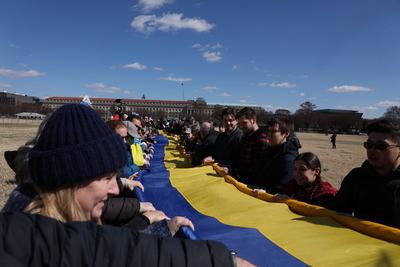 Protest in support of Ukraine in Washington, USA-stock-photo