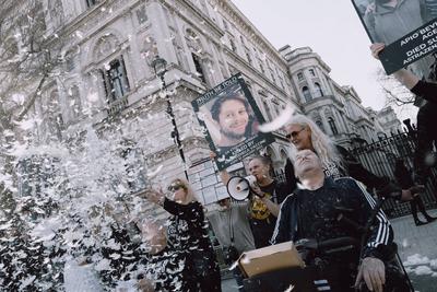 Anti-Vaccine Protest in London-stock-photo
