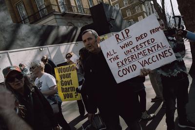 Anti-Vaccine Protest in London-stock-photo