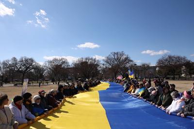 Protest in support of Ukraine in Washington, USA-stock-photo