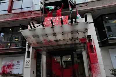 Protest against Elbit Systems in London-stock-foto
