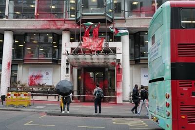 Protest against Elbit Systems in London-stock-foto