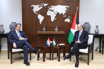 Palestinian Prime Minister Mohammed Mustafa meets with Deputy Prime Minister and Minister of Foreign Affairs of Luxembourg-stock-photo