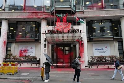 Protest against Elbit Systems in London-stock-foto