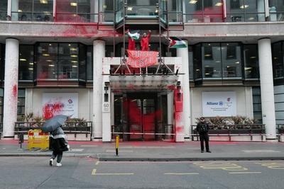 Protest against Elbit Systems in London-stock-foto