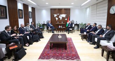 Palestinian Prime Minister Mohammed Mustafa meets with Deputy Prime Minister and Minister of Foreign Affairs of Luxembourg-stock-photo