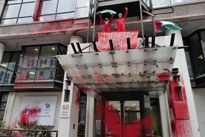 Protest against Elbit Systems in London-stock-foto