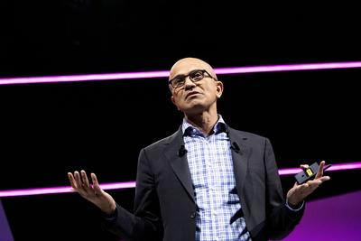 Satya Nadella chief executive officer of Microsoft Corp attends the Viva Tech start up and techno-stock-foto