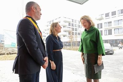 Queen Mathilde Visits School In VIlvoorde-stock-photo