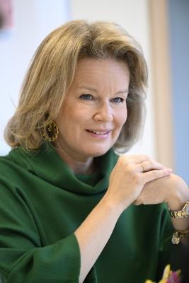 Queen Mathilde Visits School In VIlvoorde-stock-photo