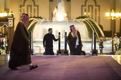 Praesident Wolodymyr Selenskyj in Dschidda / Saudi Arabien am 10.03.2025,-stock-photo