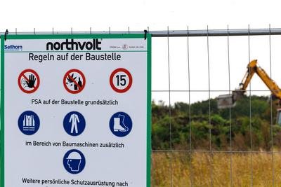 Northvolt Batteriefabrik bei Heide fordert Klarheit an der Schleswig-Holsteinischen Westk?ste soll die Northvolt Batteri-stock-foto
