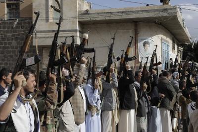 Pro Palestine armed protest in Yemen-stock-foto