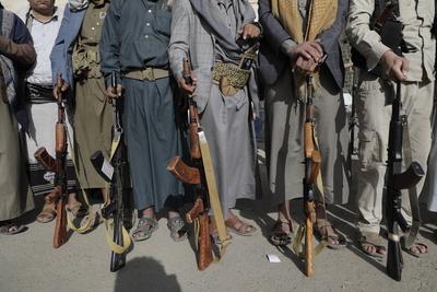 Pro Palestine armed protest in Yemen-stock-foto