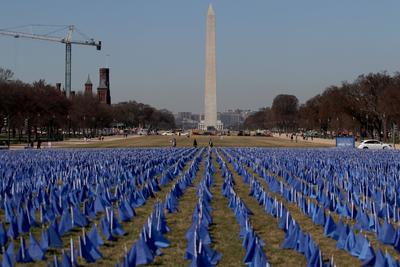 United in Blue a flag instalation in Washington, DC - 11 Mar 2025-stock-photo