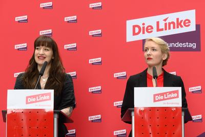 Berlin, Pressekonferenzen von Die Linke im Bundestag-stock-foto